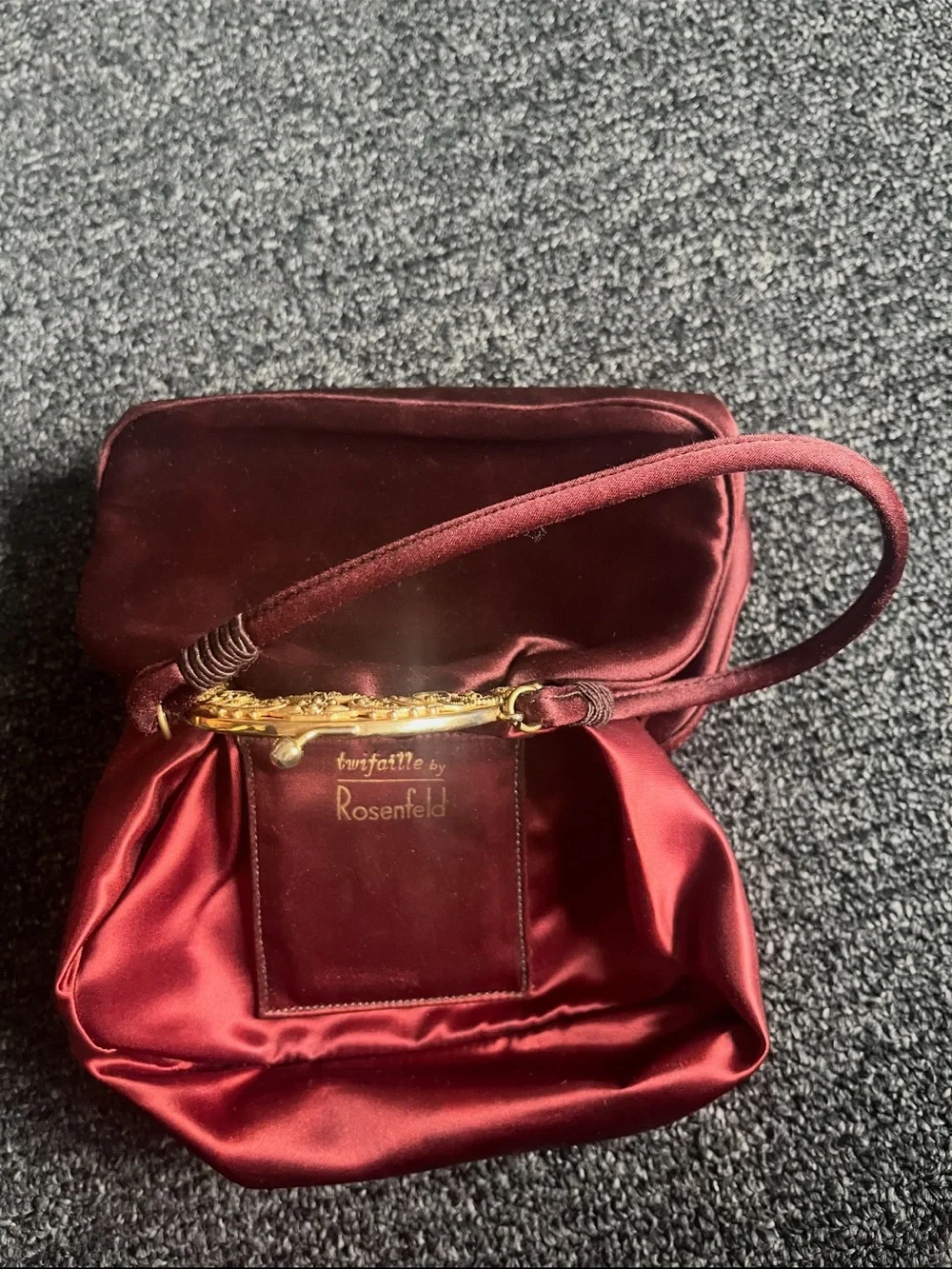 Vintage Rosenfeld Kiss-Lock Top-Handle Evening Bag Dark Cherry